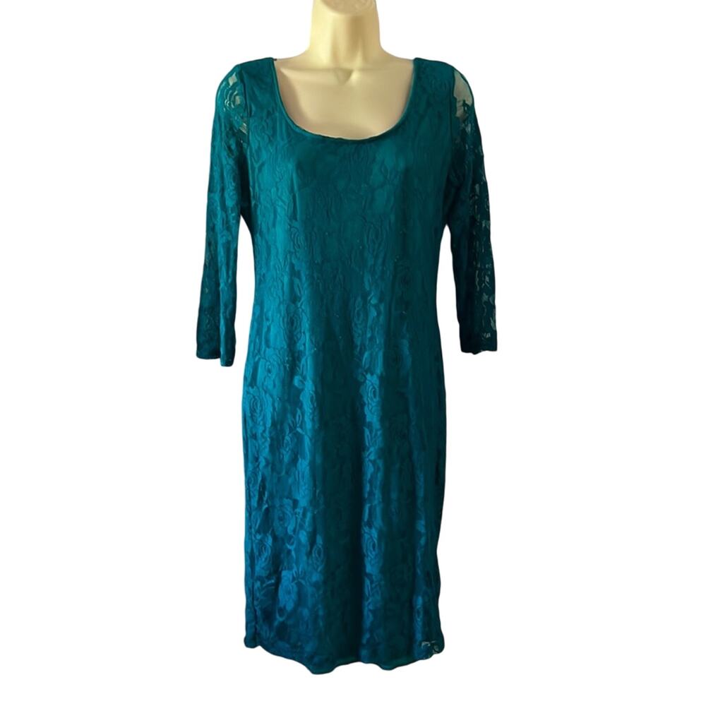 Bailey Blue Teal Stretch Lace Dress Juniors Size XL Bodycon Lined